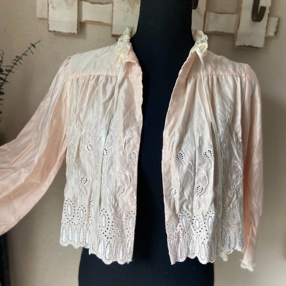 VINTAGE 70's Miss Dior Pale Pink and Cream Intimate Cover Up S - Picture 3 of 7